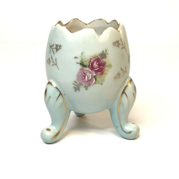 Vintage INARCO Footed Egg Vase Japan Hand Painted Floral Porcelain E-116/M - Picture 3 of 12